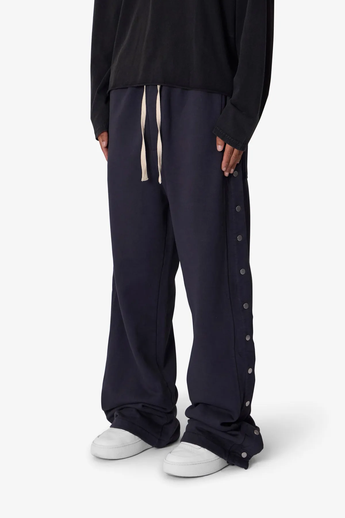 Side Snap Fleece Pants - Washed Black sold by MNML product image thumbnail 2