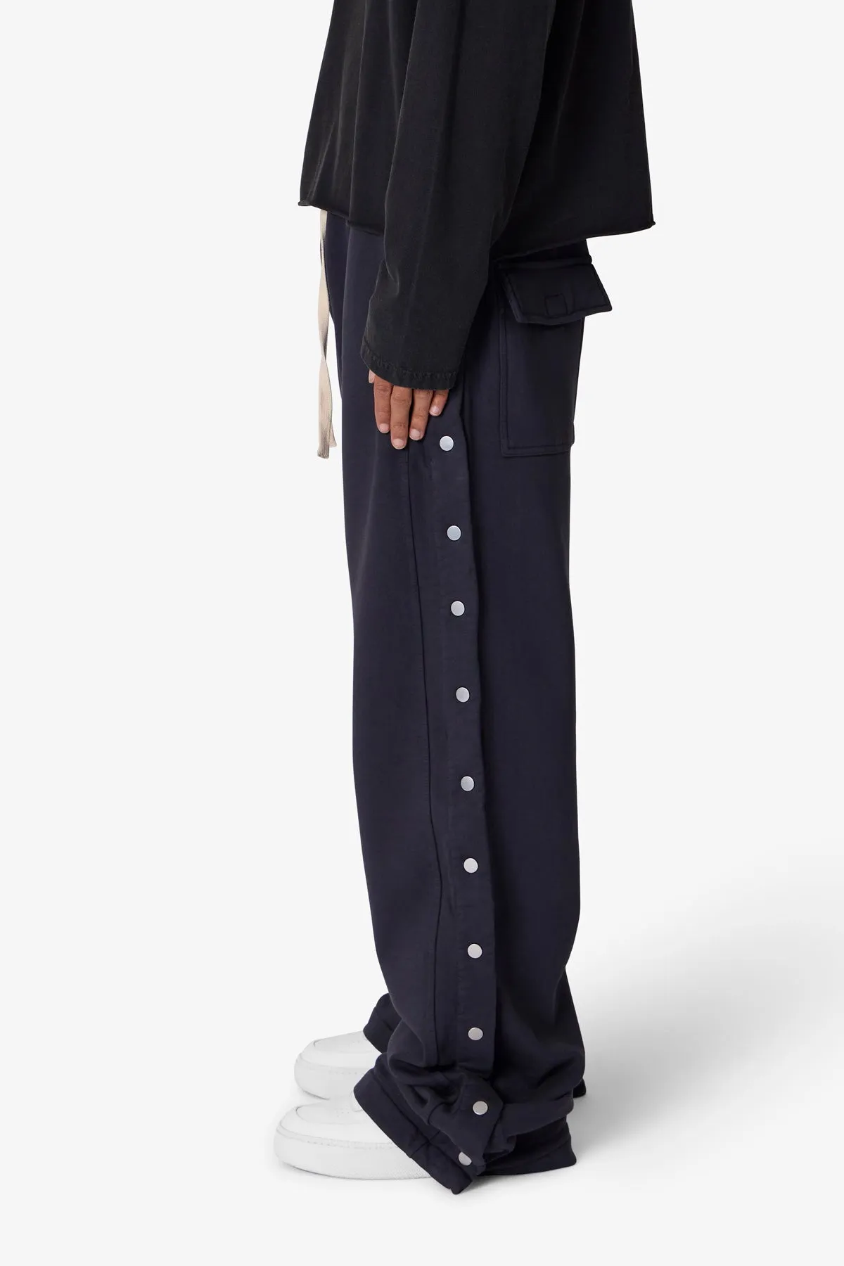 Side Snap Fleece Pants - Washed Black sold by MNML product image thumbnail 4