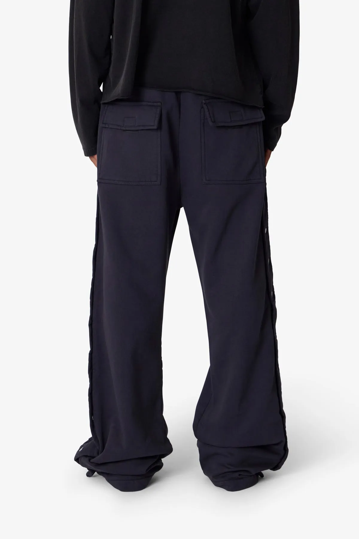 Side Snap Fleece Pants - Washed Black sold by MNML product image thumbnail 5
