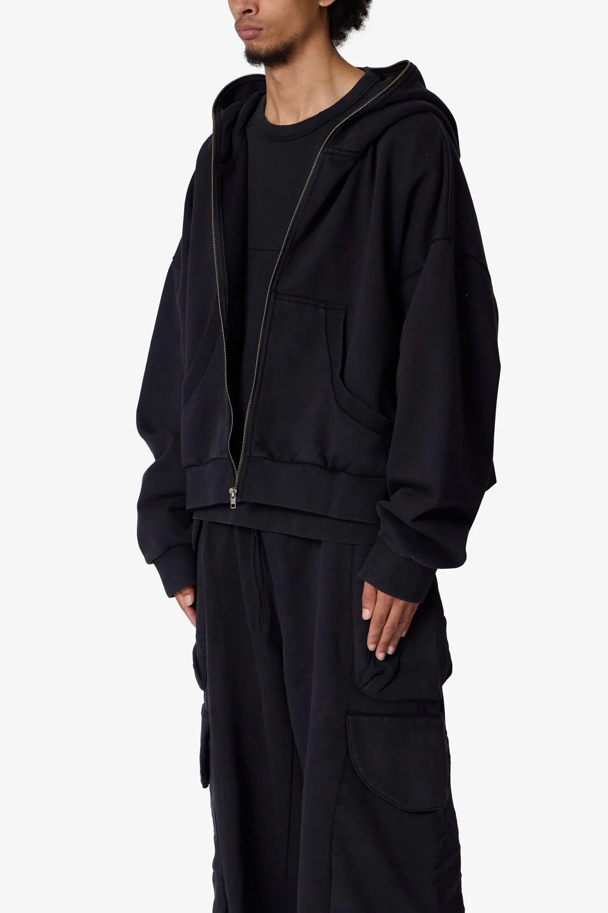 Full Zip Hoodie - Washed Black sold by MNML product image thumbnail 3