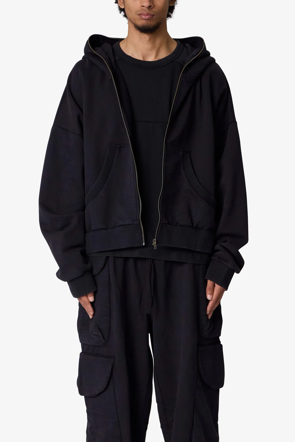 Full Zip Hoodie - Washed Black sold by MNML product image thumbnail 2