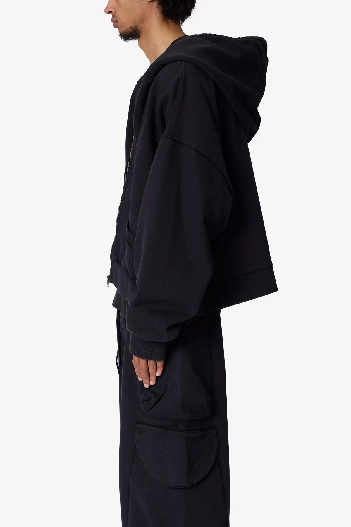 Full Zip Hoodie - Washed Black sold by MNML product image thumbnail 4