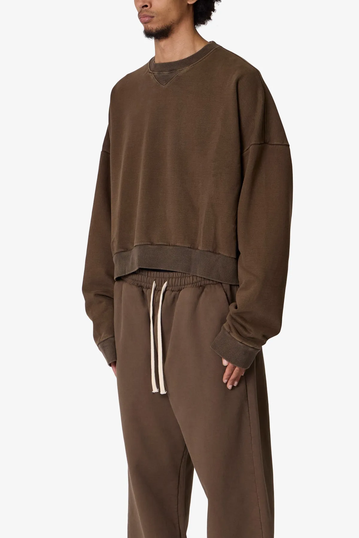 Cropped Crewneck - Olive sold by MNML product image thumbnail 3