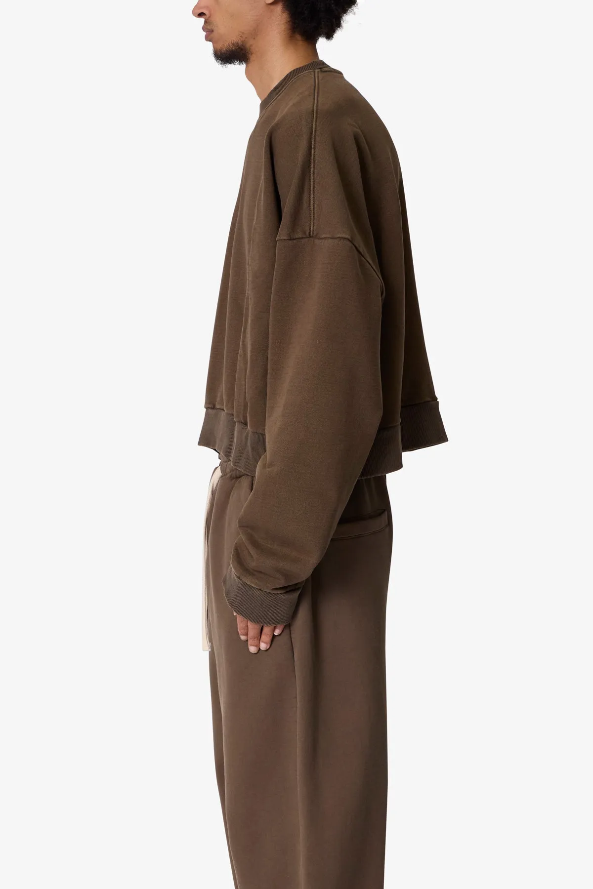 Cropped Crewneck - Olive sold by MNML product image thumbnail 4