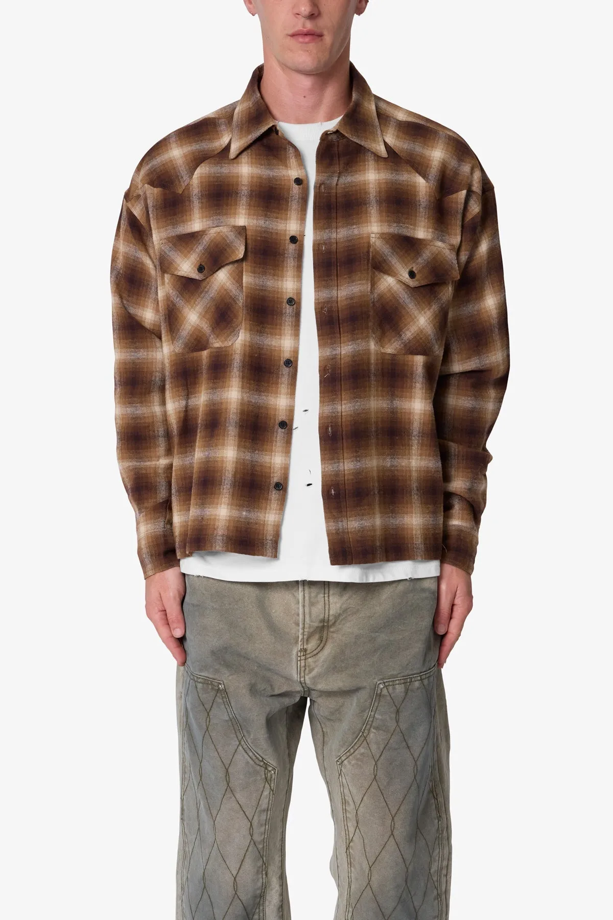 Western Flannel Shirt - Brown sold by MNML product image thumbnail 2
