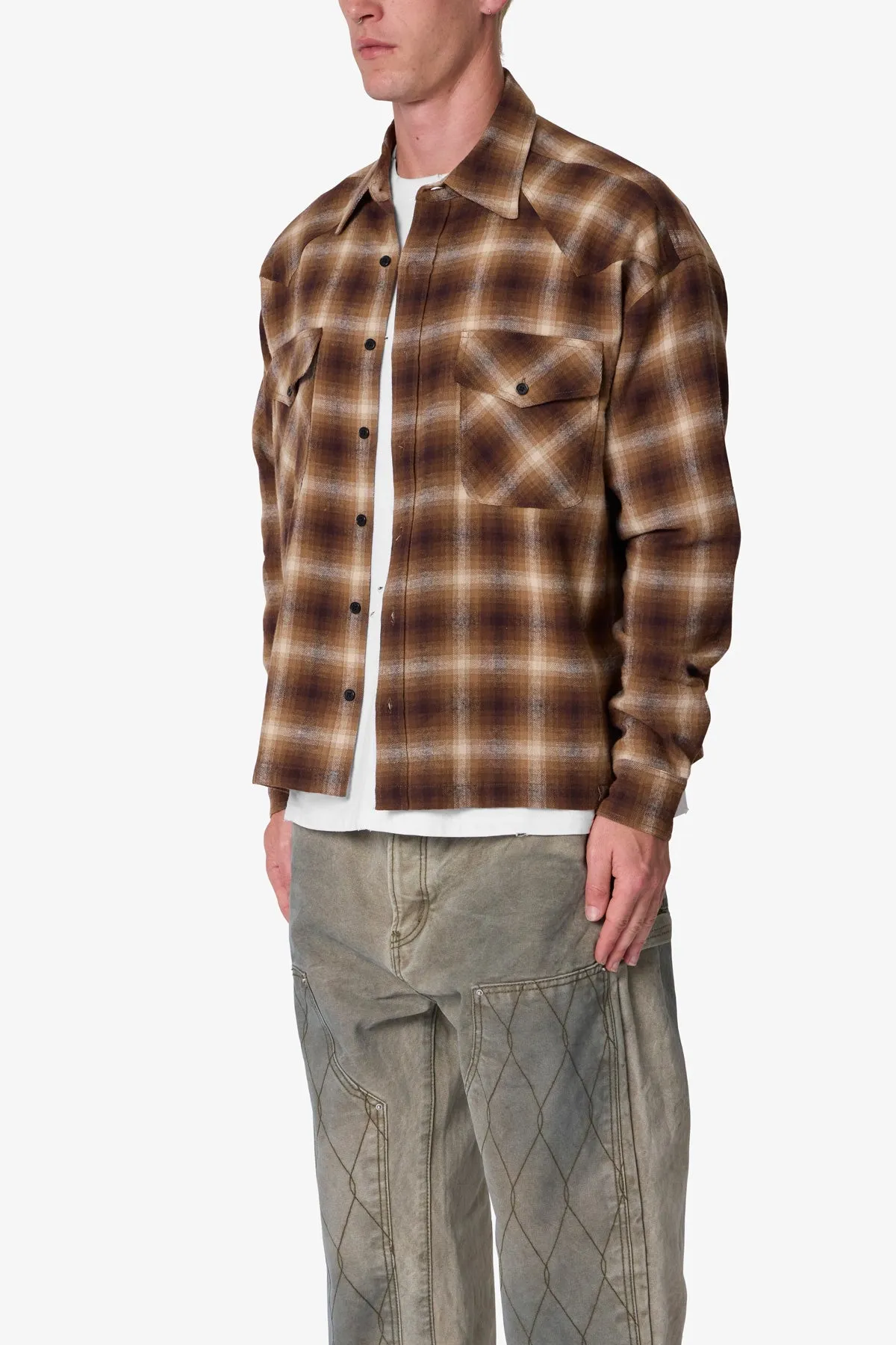 Western Flannel Shirt - Brown sold by MNML product image thumbnail 3