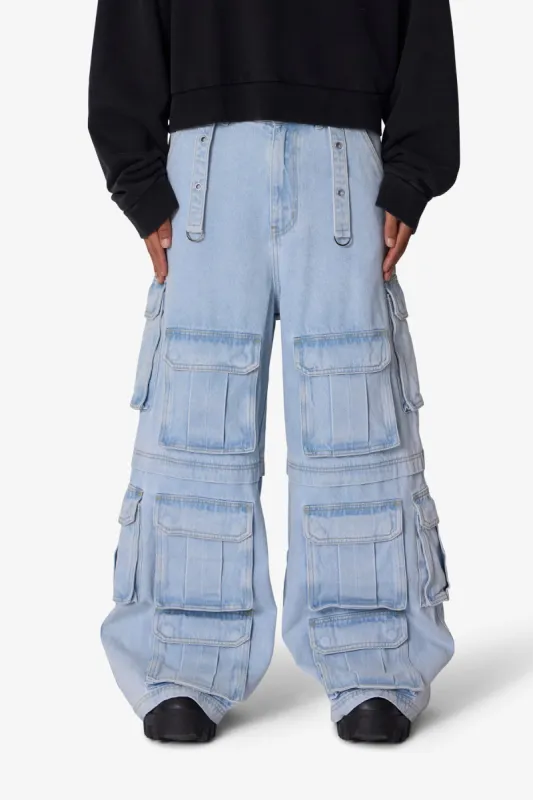 Rave Multi Cargo Denim - Light Blue sold by MNML