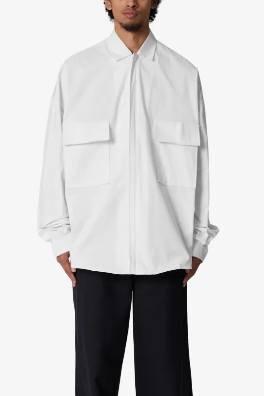 Oversized Cotton Button Up Shirt - White sold by MNML