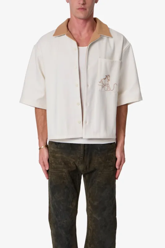 Felted Cropped Shirt - Brown/White sold by MNML