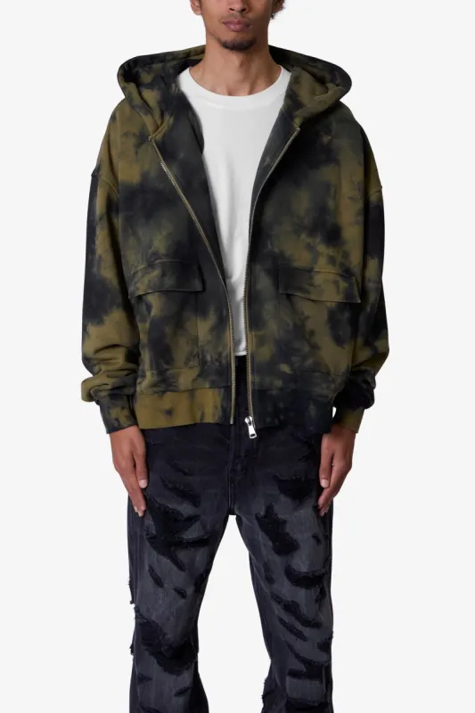 Crumple Tie Dye Hoodie - Olive sold by MNML