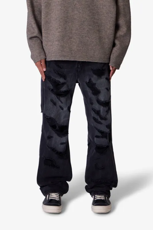 Ultra Baggy Thrashed Denim - Black sold by MNML