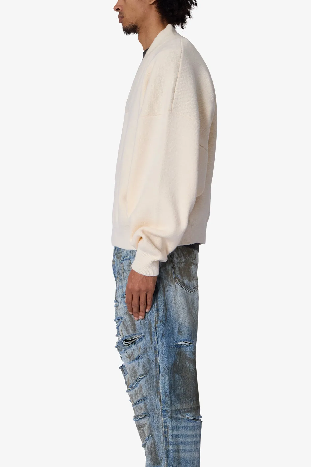 Crew V Neck Sweater - Cream sold by MNML product image thumbnail 4