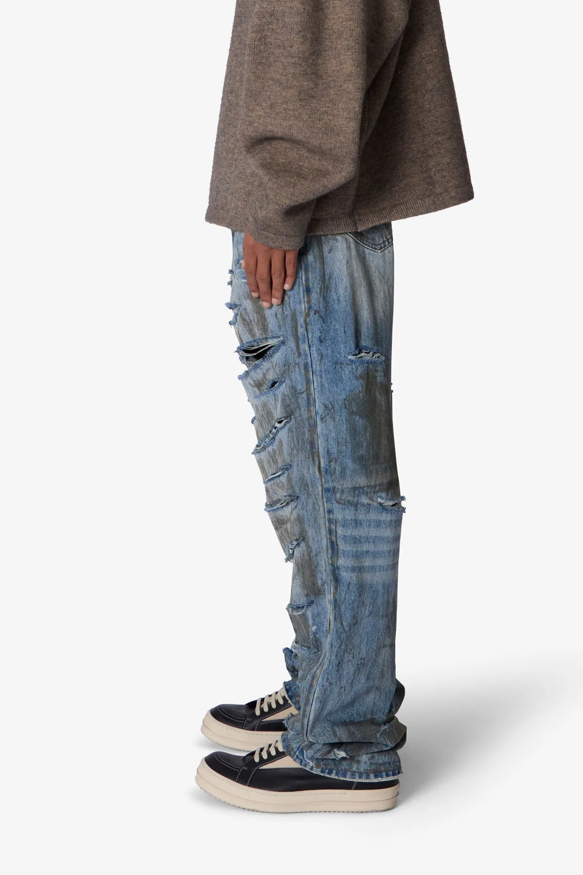 Ultra Baggy Thrashed Denim - Blue sold by MNML product image thumbnail 4