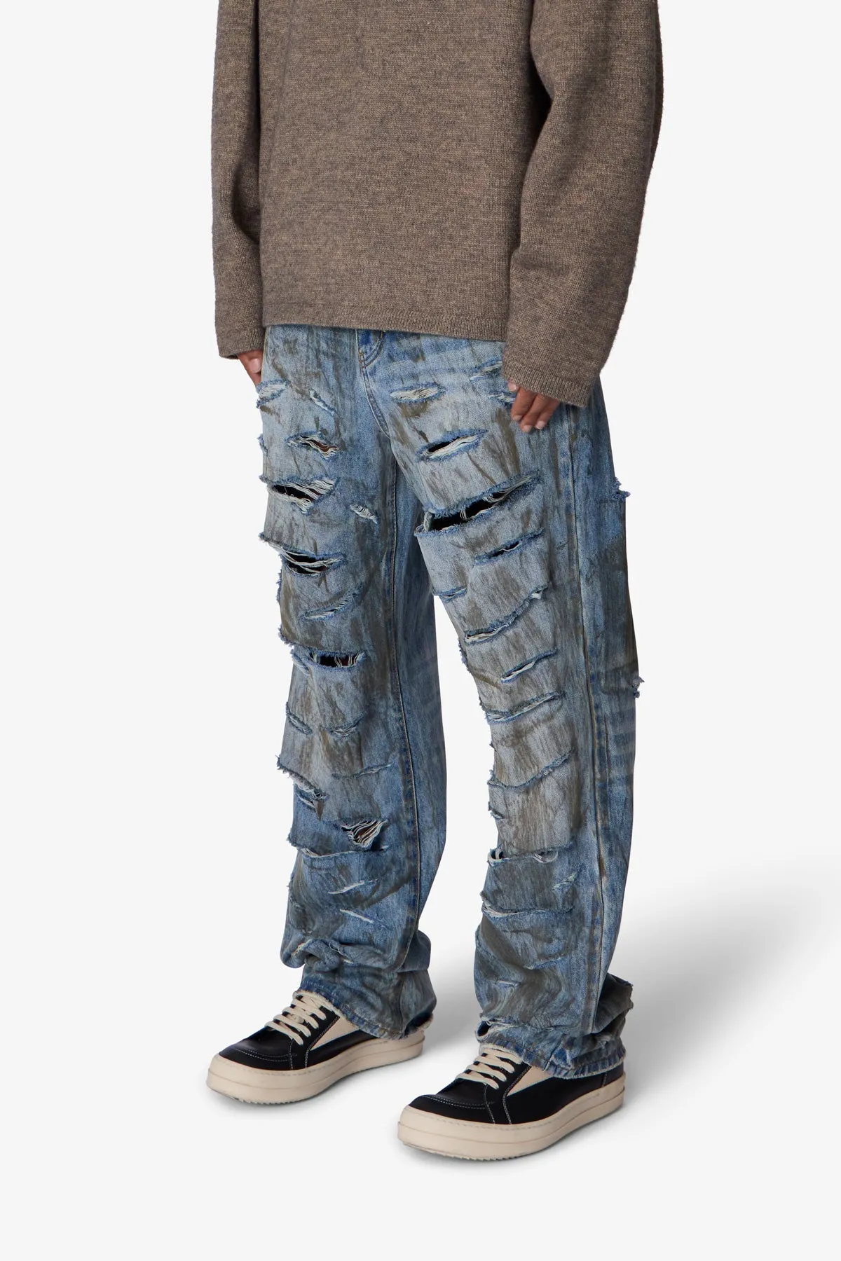 Ultra Baggy Thrashed Denim - Blue sold by MNML product image thumbnail 3