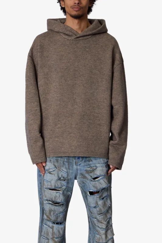 Tonal Grain Knitted Hoodie - Brown sold by MNML