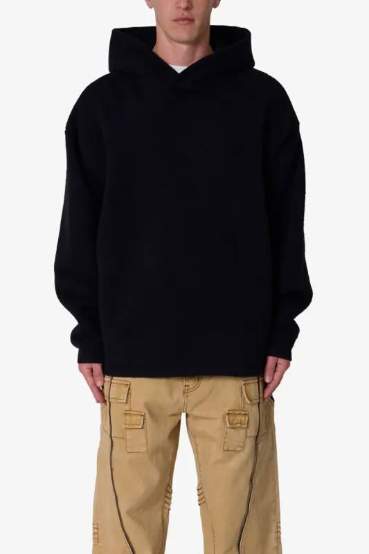 Tonal Grain Knitted Hoodie - Black sold by MNML