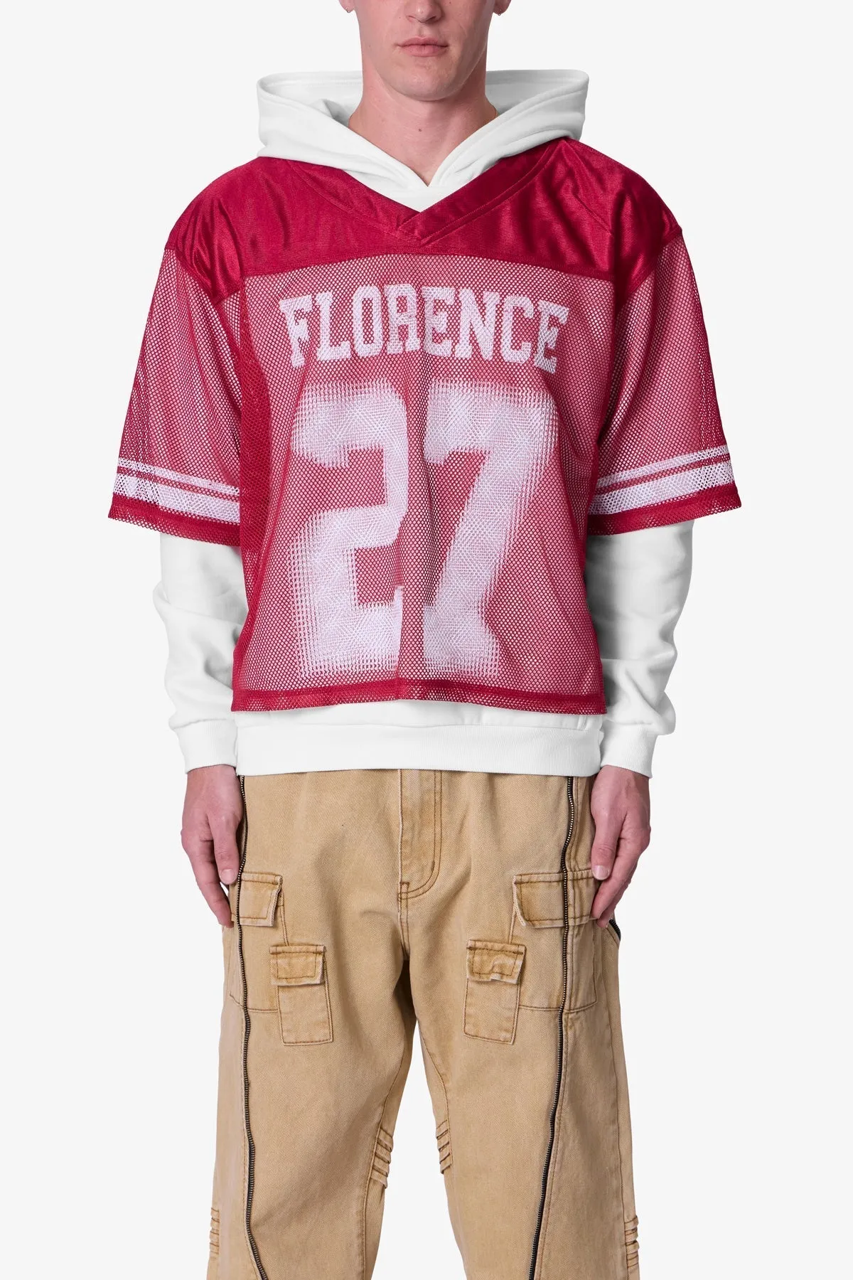 Layered Jersey Hoodie - Burgundy sold by MNML product image thumbnail 2