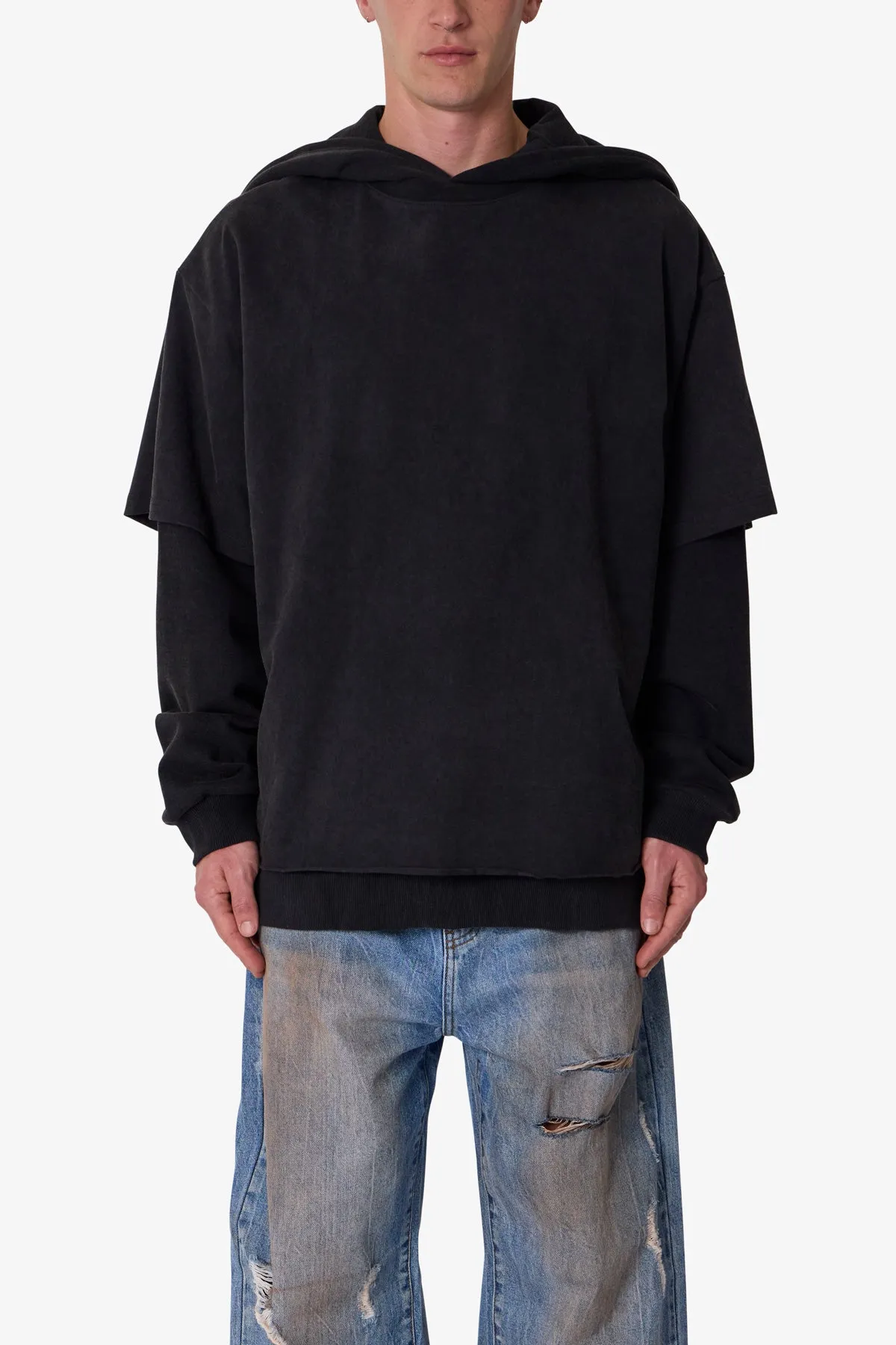 Over Tee Layer Hoodie - Washed Black sold by MNML