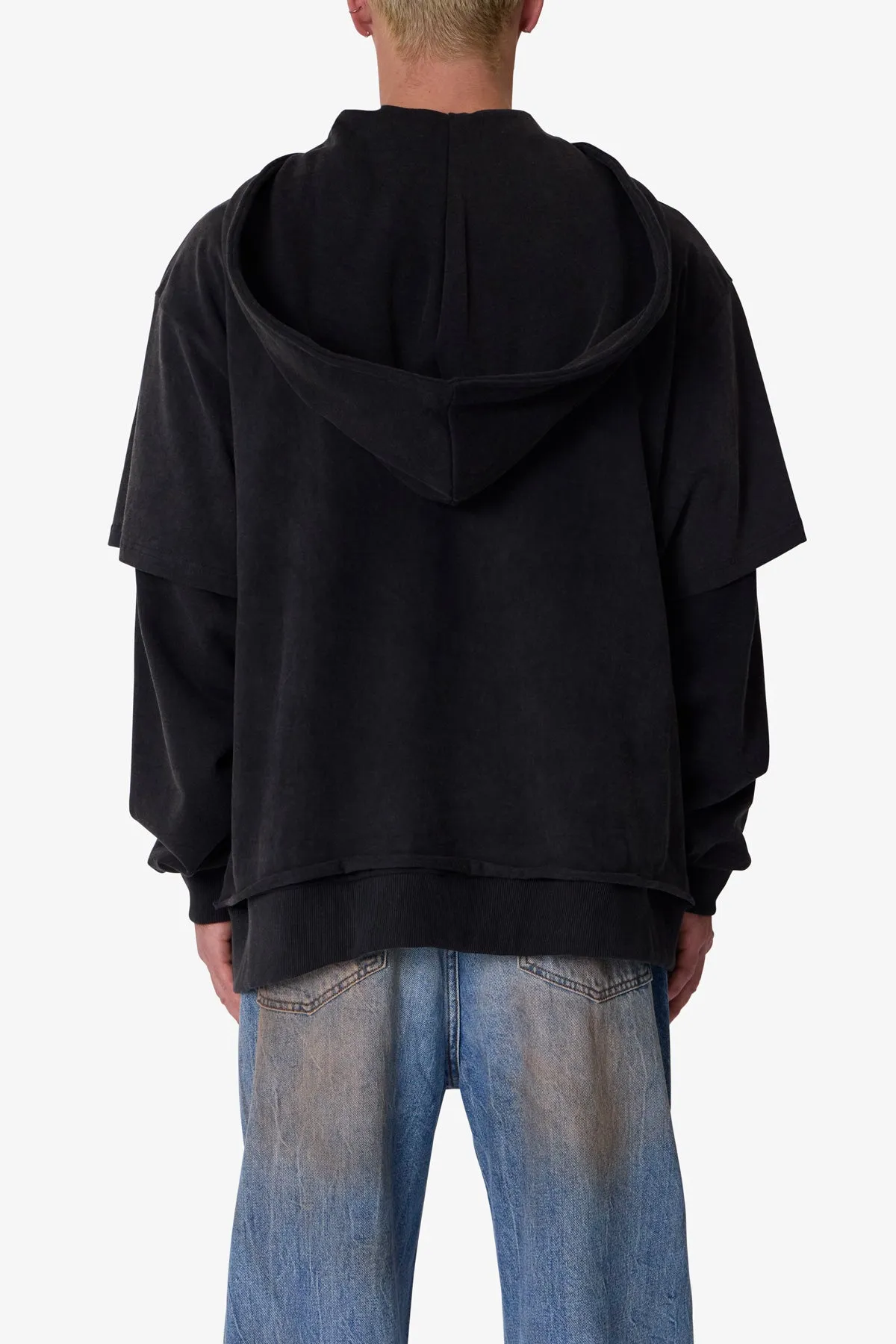 Over Tee Layer Hoodie - Washed Black sold by MNML product image thumbnail 5