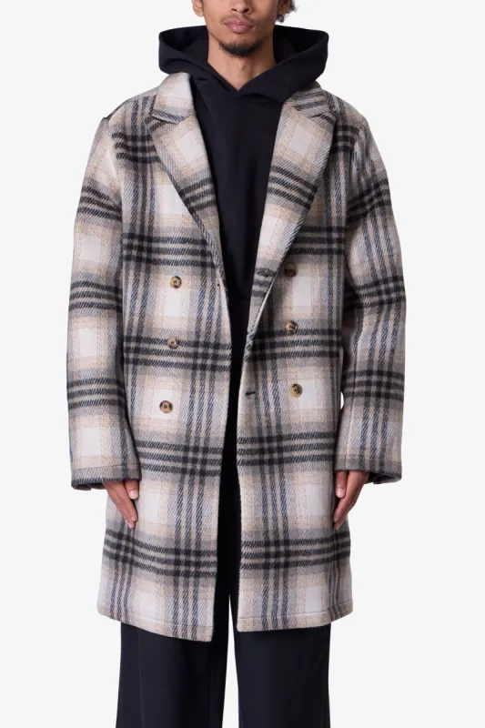 Peaky Plaid Trench Coat - Light Brown/Cream sold by MNML