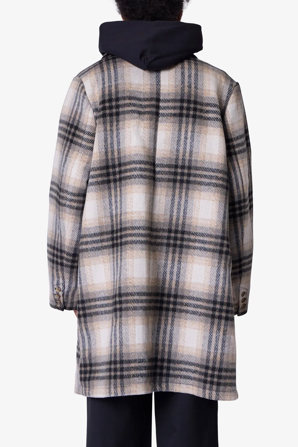 Peaky Plaid Trench Coat - Light Brown/Cream sold by MNML product image thumbnail 5