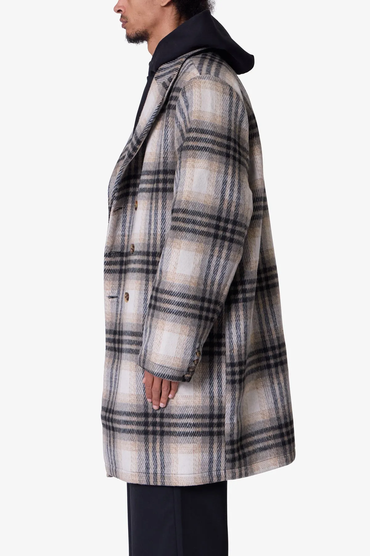 Peaky Plaid Trench Coat - Light Brown/Cream sold by MNML product image thumbnail 4