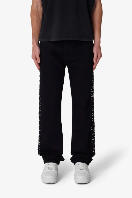 V715 Studded Baggy Denim - Black made by MNML