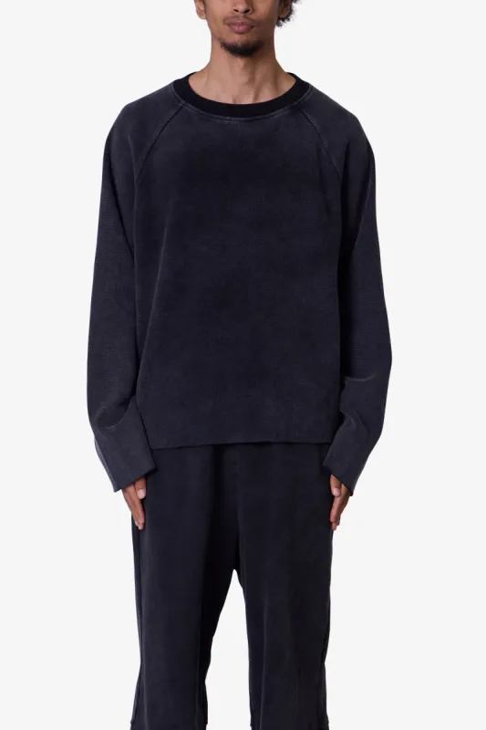 Washed Thermal L/S Tee - Washed Black sold by MNML