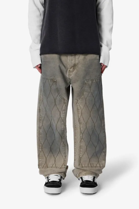 Ultra Baggy Chainlink Double Knee Pants - Khaki sold by MNML