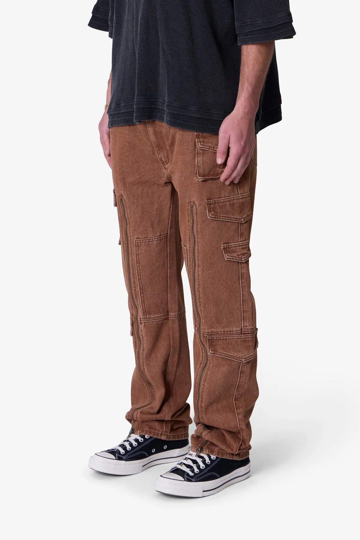 V725 Cargo Zipper Denim - Brown sold by MNML product image thumbnail 3