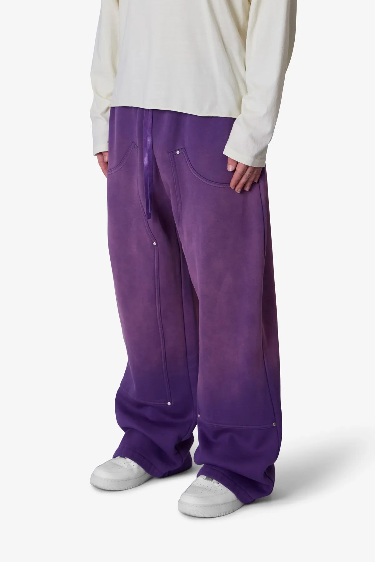West Double Knee Sweatpants - Purple sold by MNML product image thumbnail 3