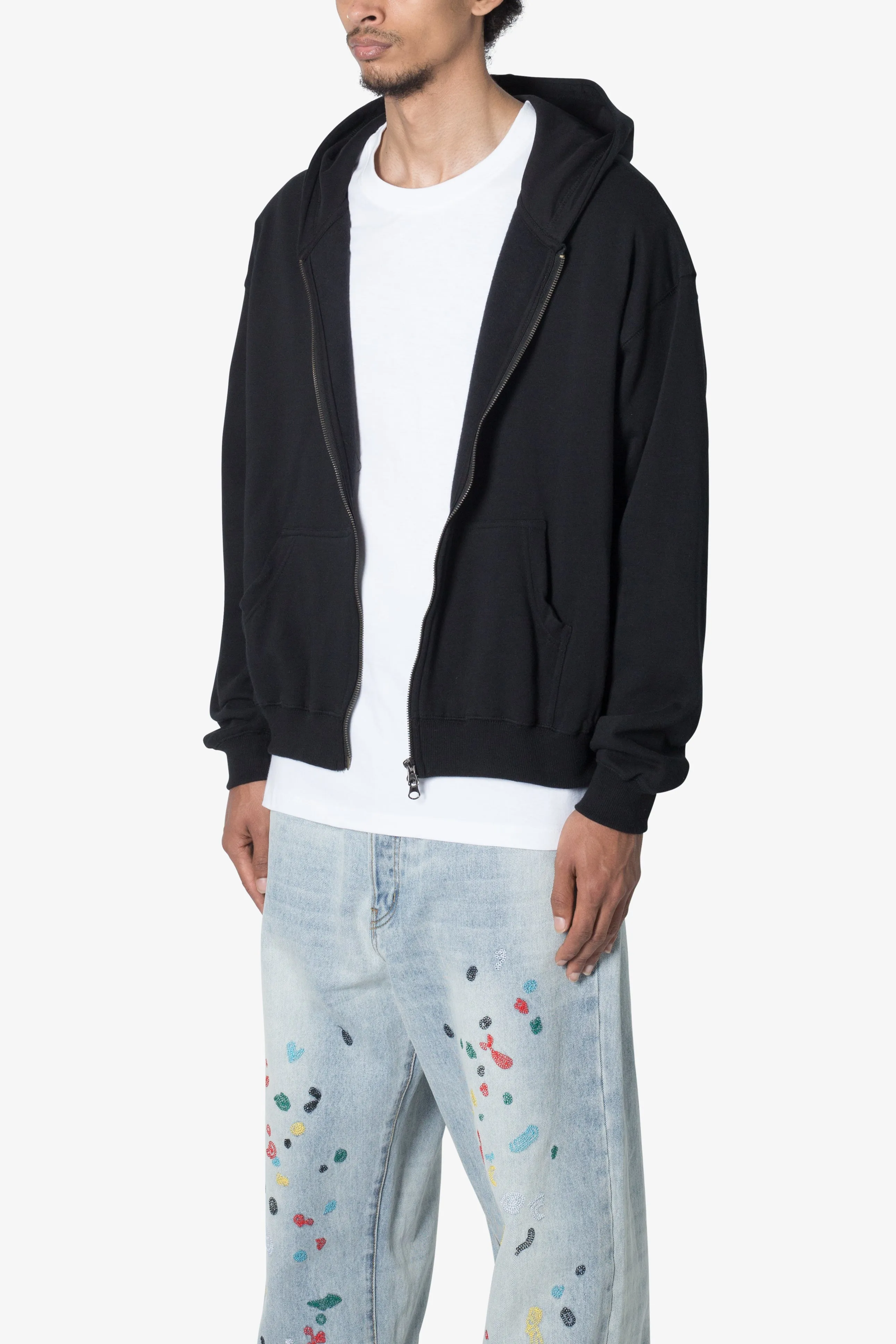 Basic Zip Up Hoodie - Black sold by MNML product image thumbnail 3