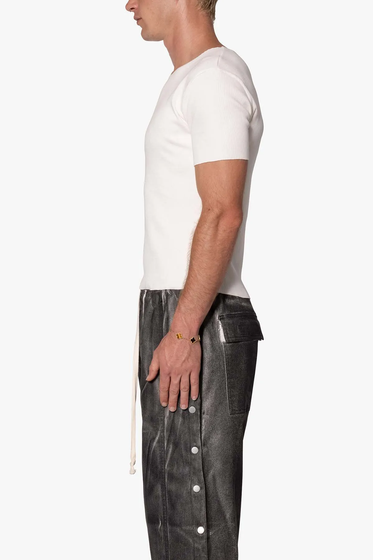 Fitted Ribbed Tee - Off White sold by MNML product image thumbnail 4