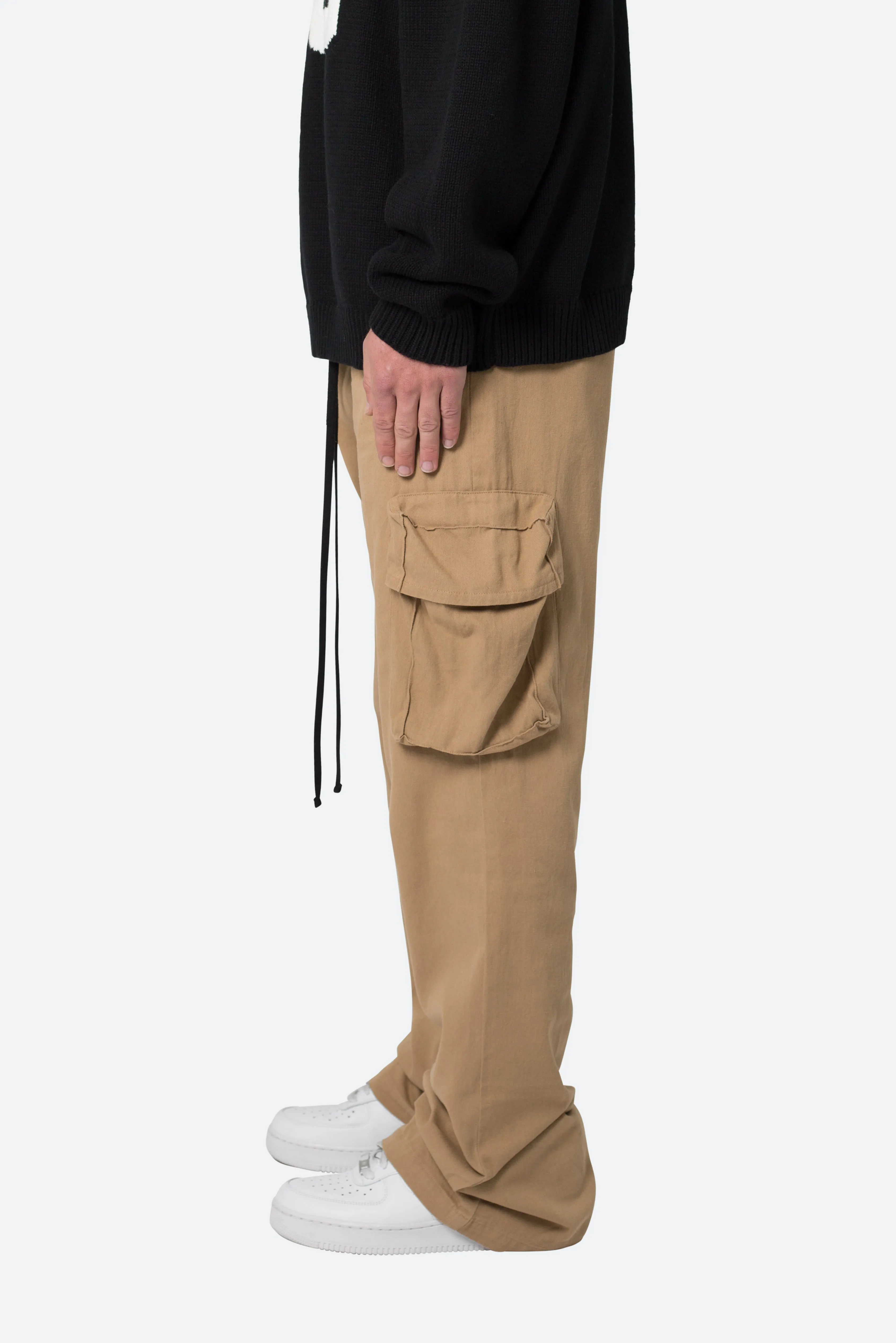 Drawcord Flare Cargo Pants - Khaki sold by MNML product image thumbnail 5