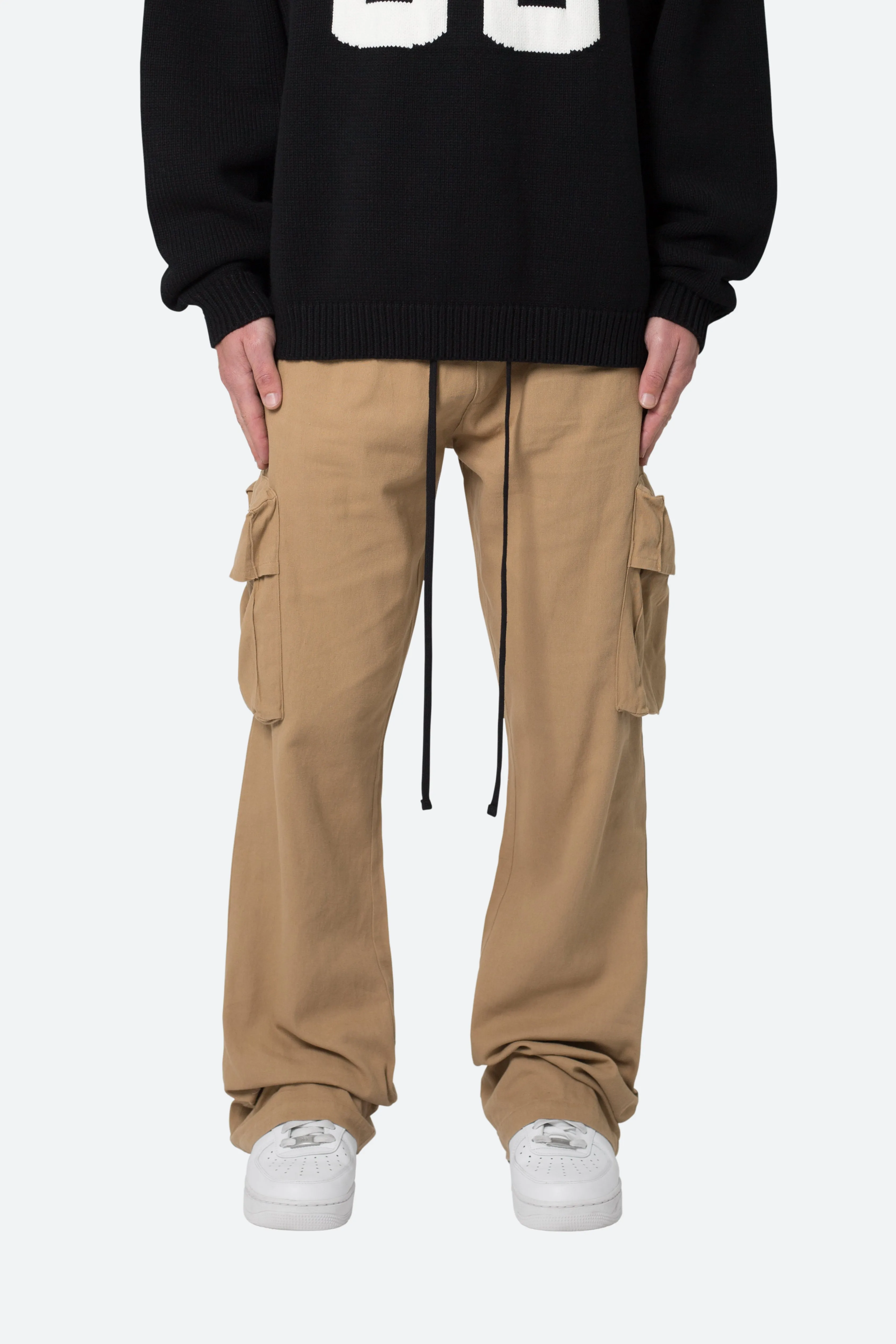 Drawcord Flare Cargo Pants - Khaki sold by MNML