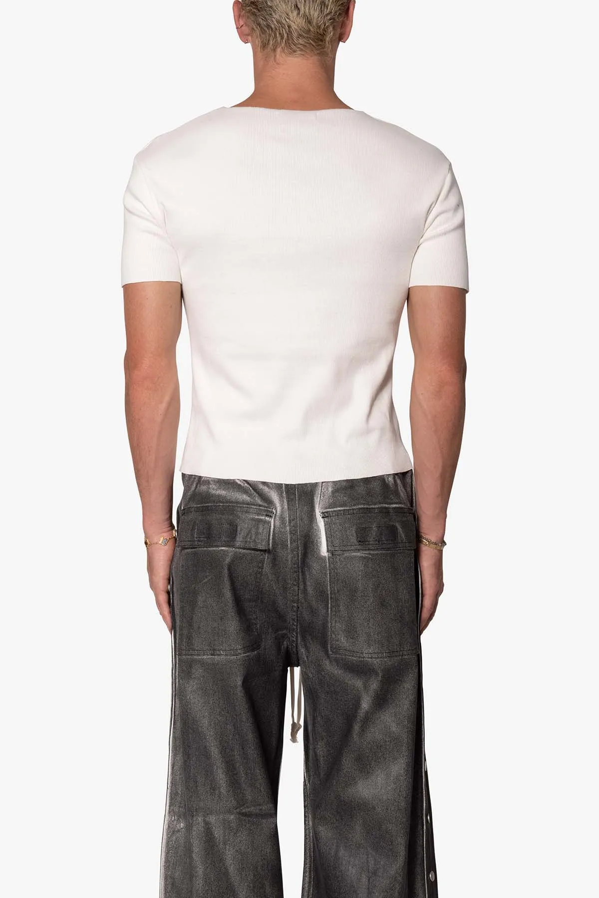Fitted Ribbed Tee - Off White sold by MNML product image thumbnail 5