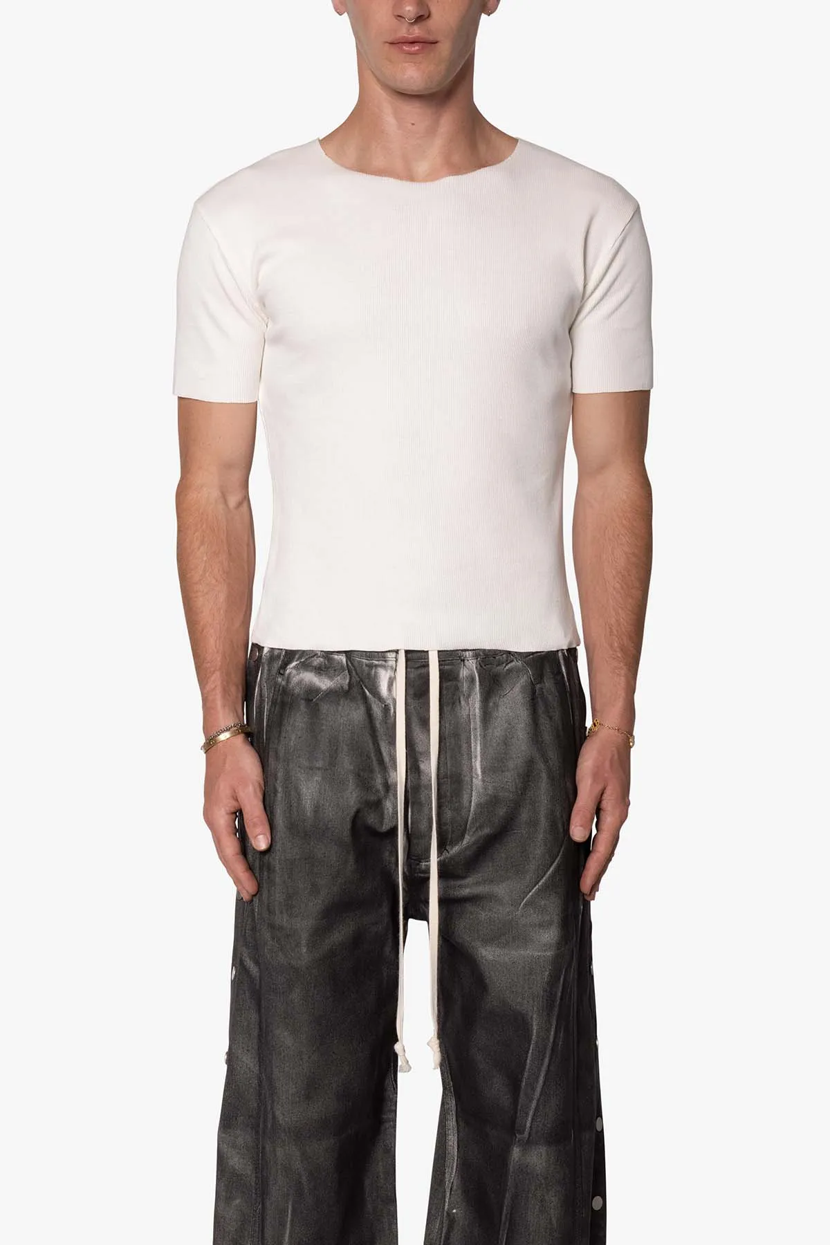 Fitted Ribbed Tee - Off White sold by MNML product image thumbnail 2