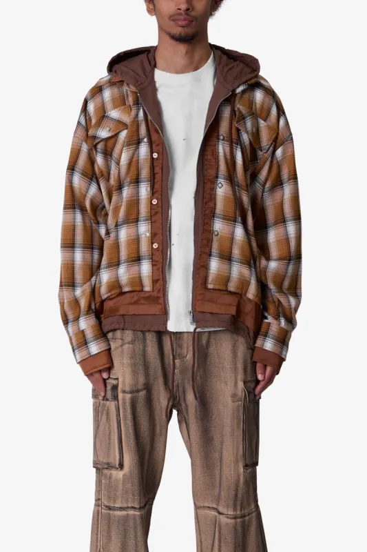 Zipped Up Flannel Jacket - Brown sold by MNML