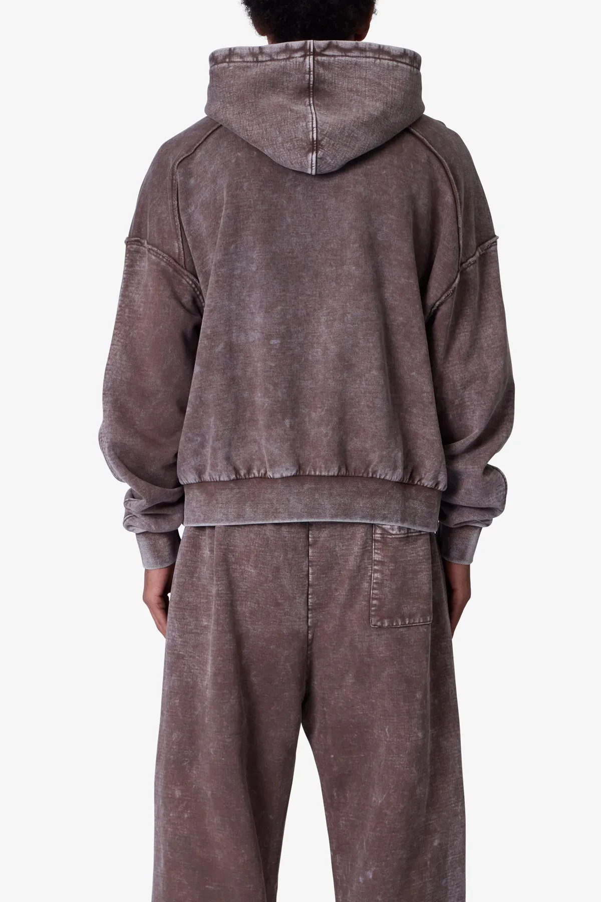 Frayed Seam Acid Wash Hoodie - Brown sold by MNML product image thumbnail 5
