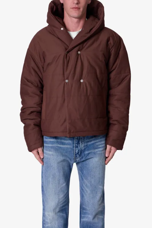 Crossed Trench Puffer Jacket - Brown made by MNML