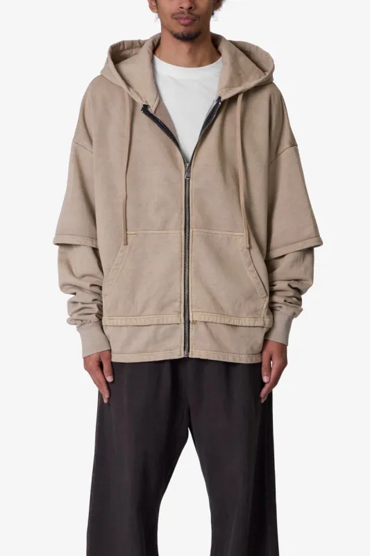 Double Layer Zipper Sweater - Washed Earth sold by MNML