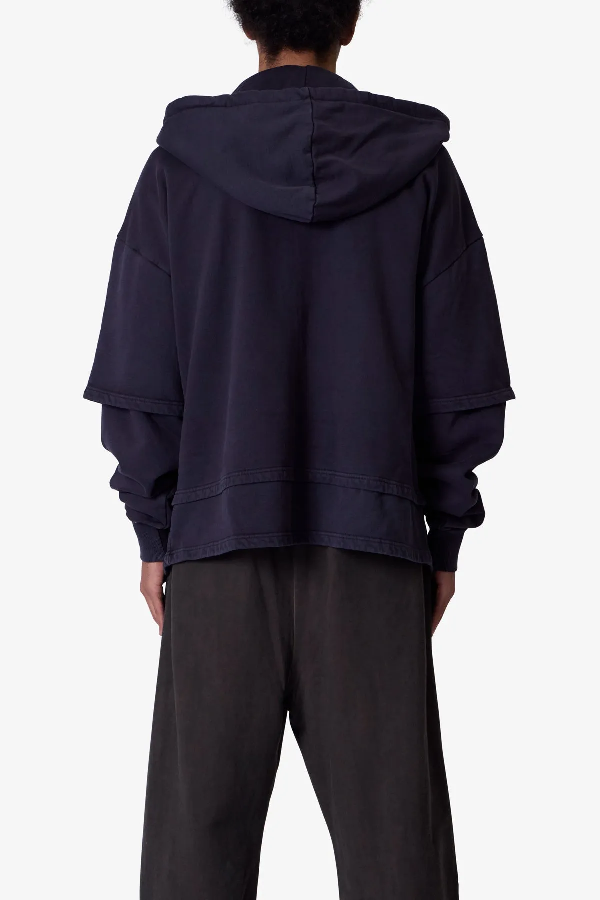 Double Layer Zipper Sweater - Washed Black sold by MNML product image thumbnail 5