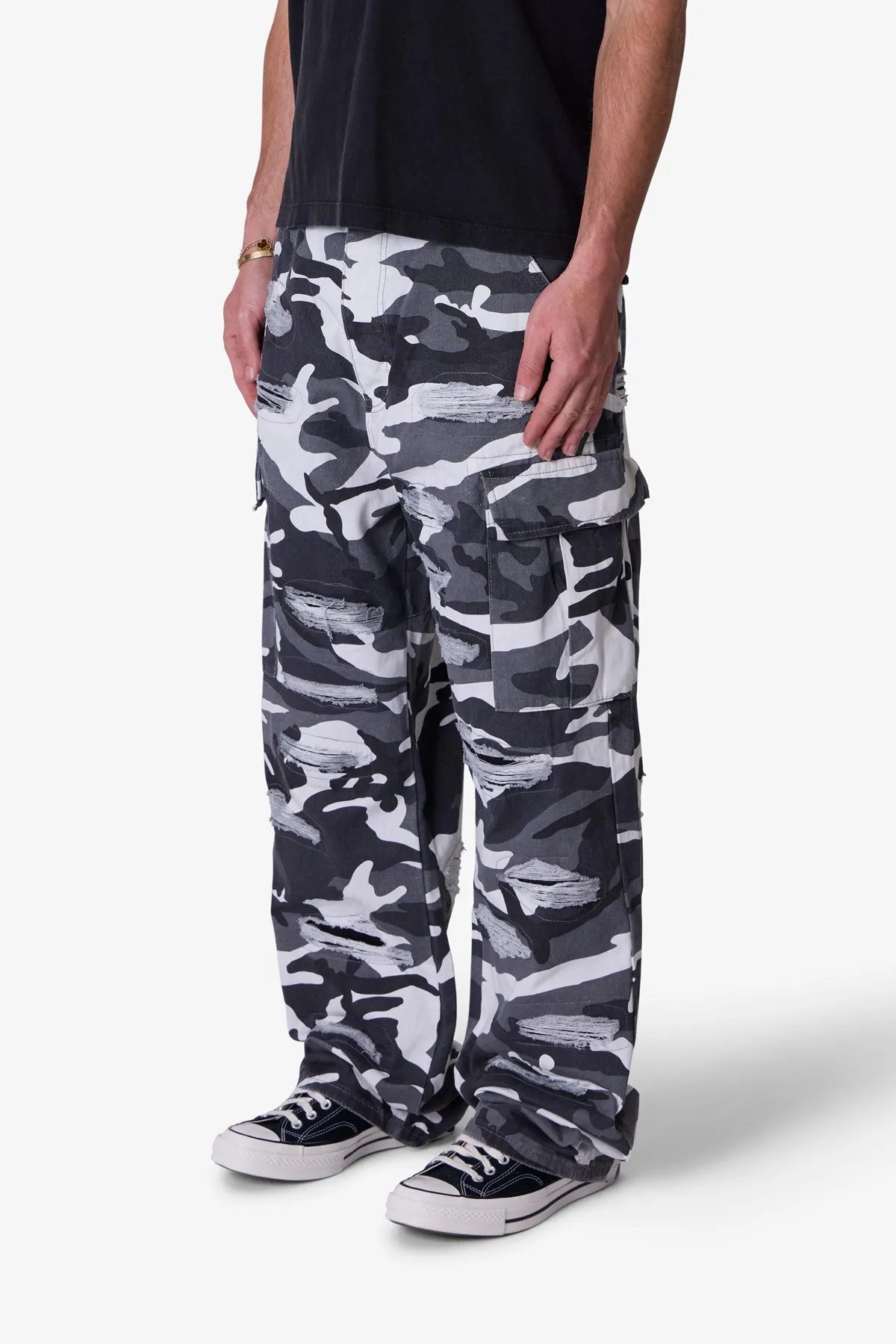 Ultra Baggy Skated Cargo Pants - Black/White sold by MNML product image thumbnail 3