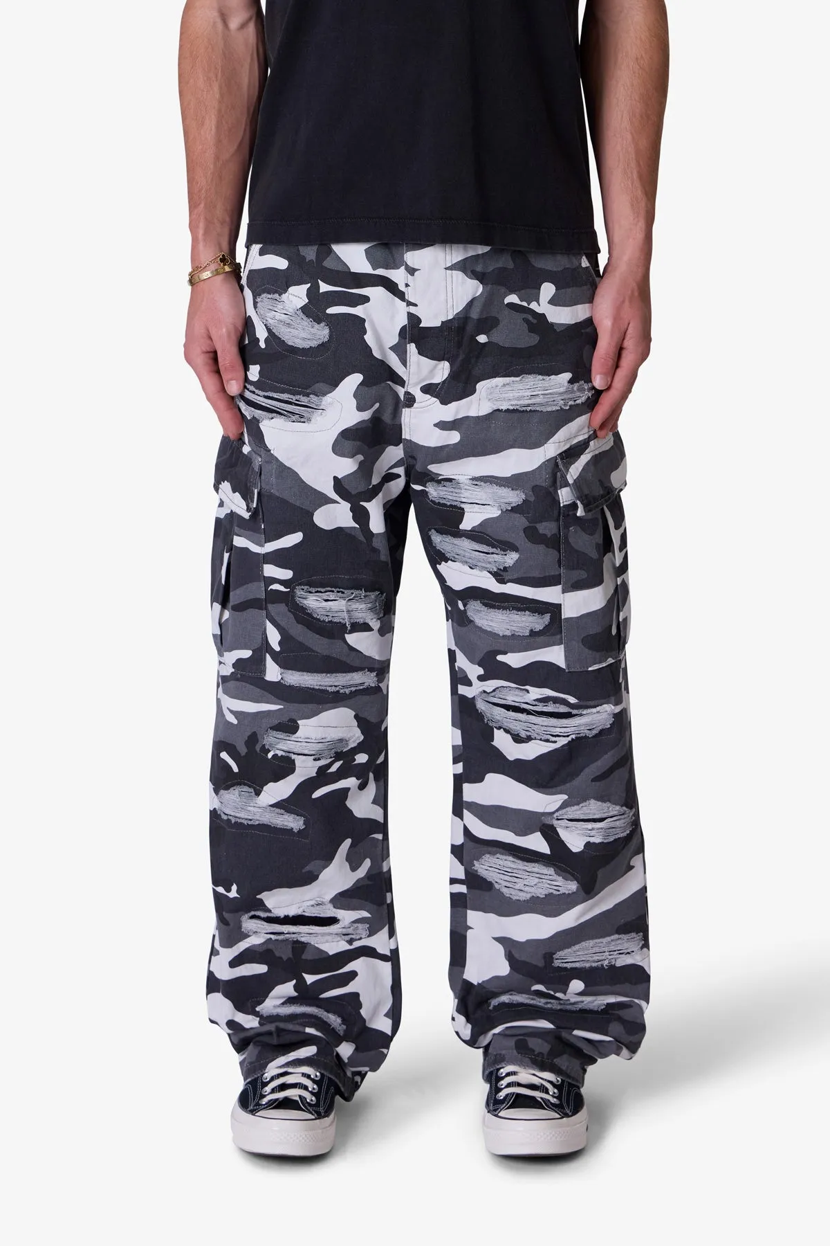 Ultra Baggy Skated Cargo Pants - Black/White sold by MNML product image thumbnail 2