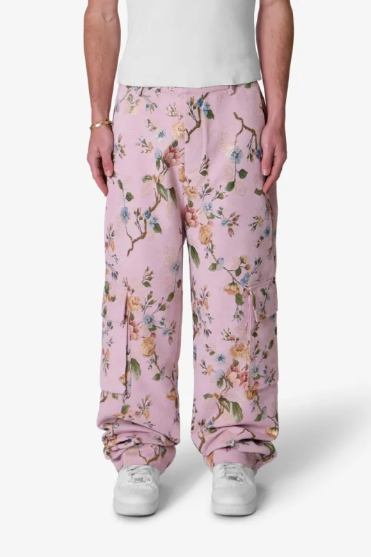 Jacquard Rose Cargo Pants - Pink sold by MNML