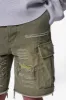 Distressed Cargo Shorts - Olive sold by MNML