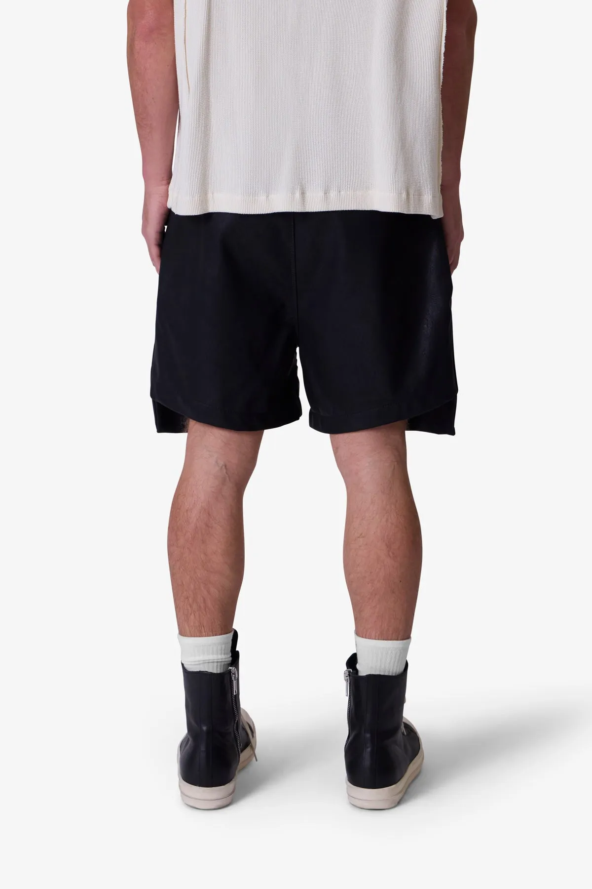 Leather Pocket Geo Shorts - Black sold by MNML product image thumbnail 5