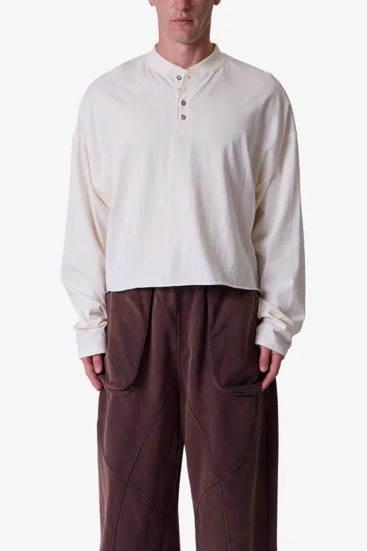 Button Fastened Oversized L/S Tee - Off White sold by MNML