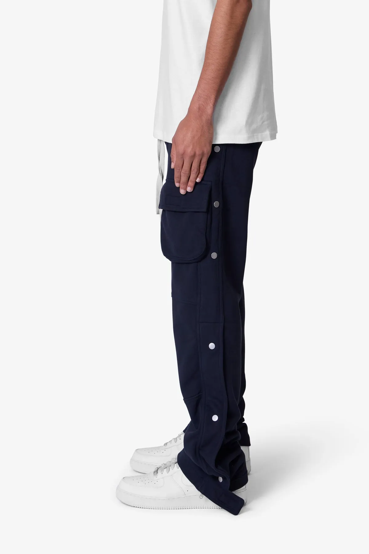 Snap Front Fleece Cargo Pants - Washed Black sold by MNML product image thumbnail 4