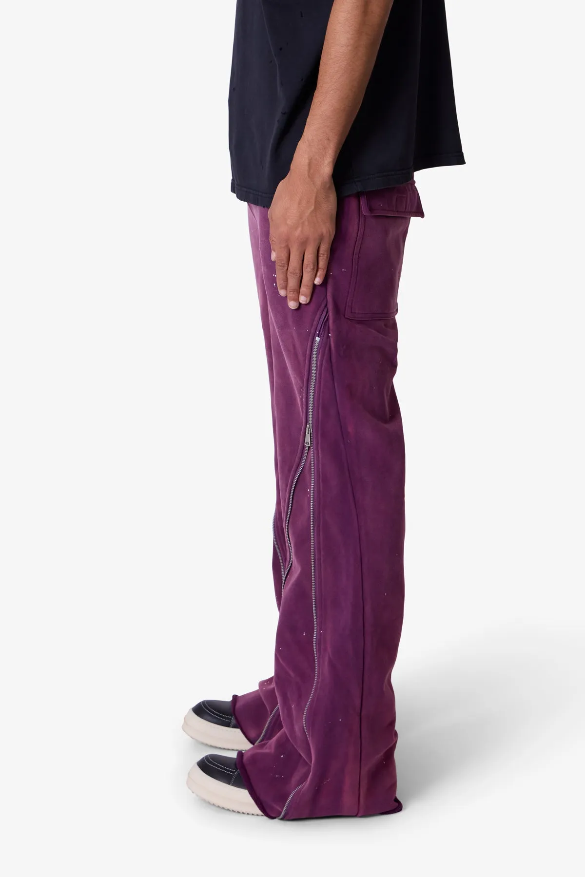 Zipper Flare Sweatpants - Purple sold by MNML product image thumbnail 4